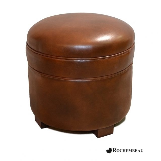 Round Leather Footstool