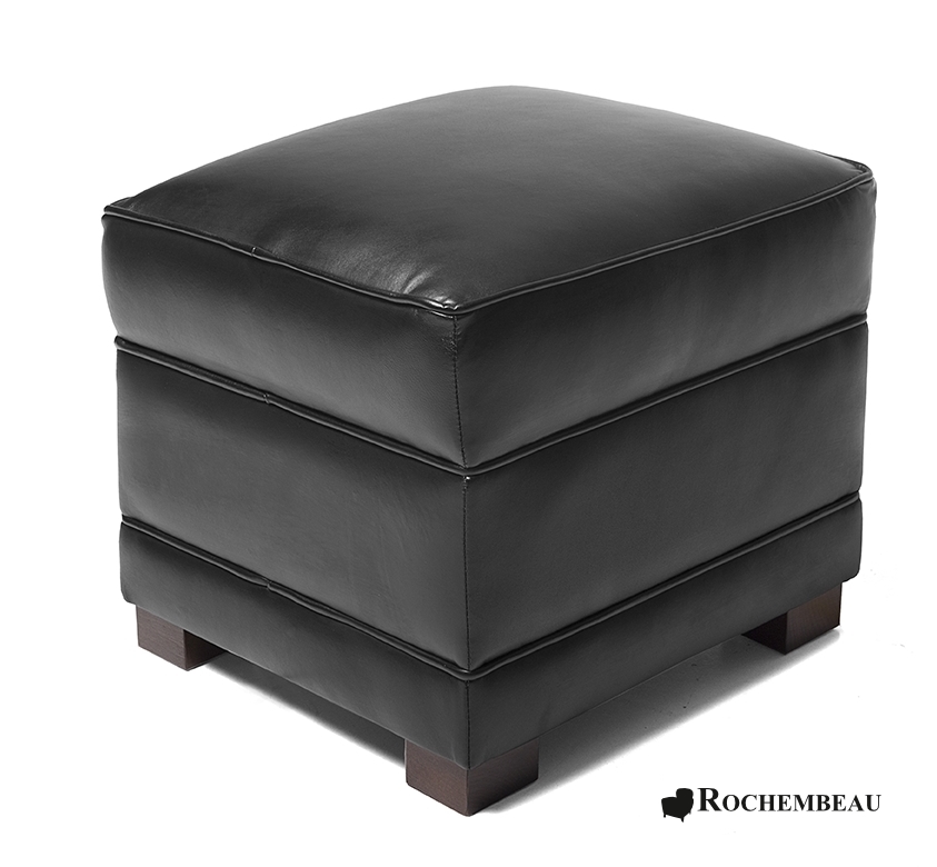 Leather Square Footstool - Ferrari Red