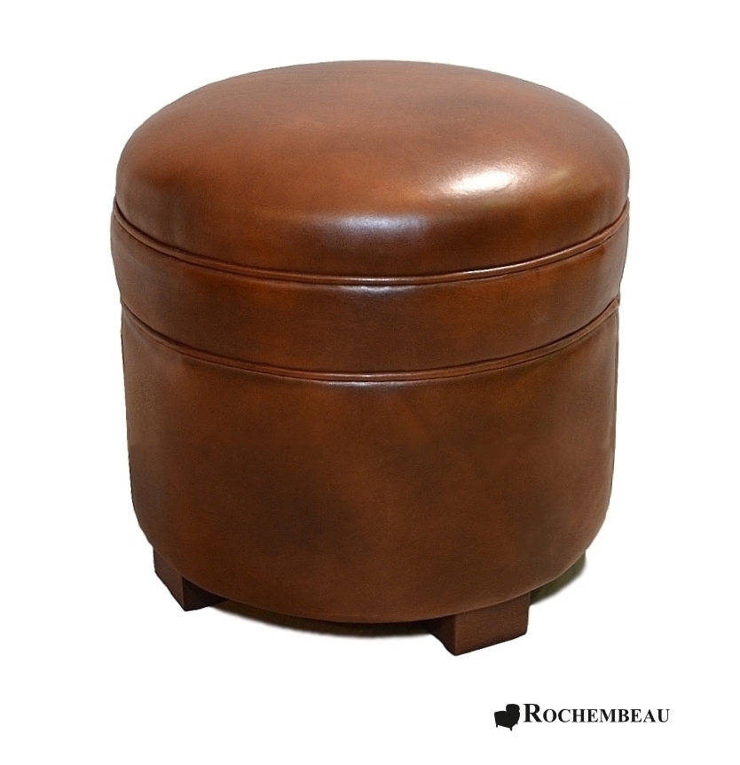 Round Leather Footstool