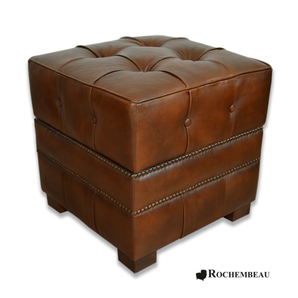 Leather Square Footstool